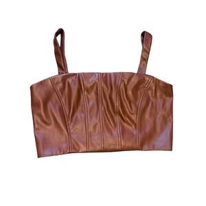 Jason Wu NWT Brown Faux Leather Crop Top Size Small